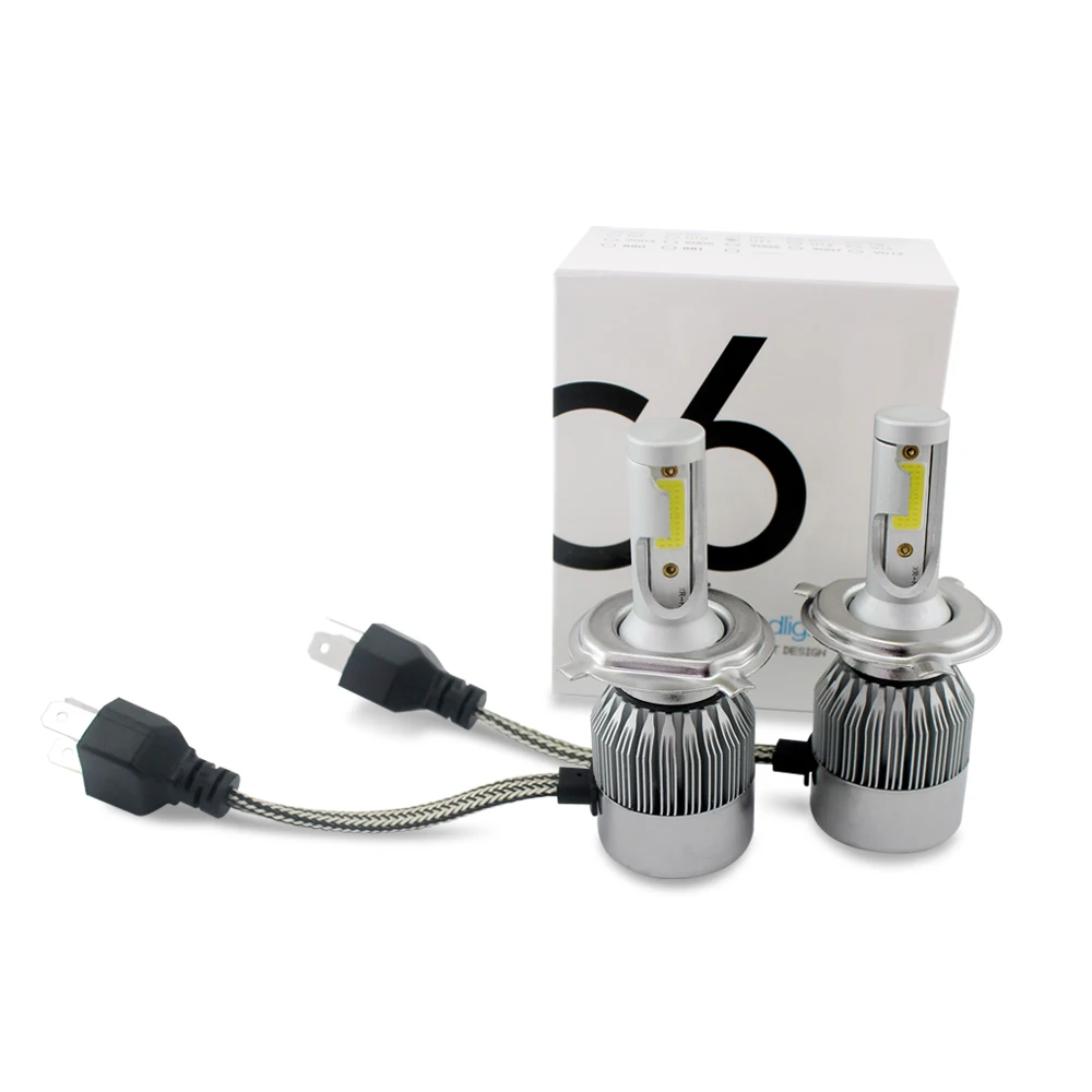 Support customized cost-effective C6 car led headlight 6000K white light H1 H3 H7 H11 H13 9004 9005 H4 led car headlight bulb