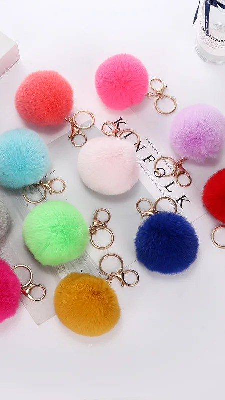New Item Rabbit Fur Ball Pom Pom Puffball Keychains - Buy Puffball ...