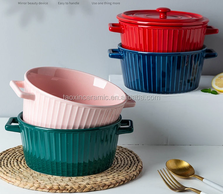 Cocotte En Céramique à Soupe - 600 Ml Avec Couvercle - Motif Fleurs De Cerisier - Pour Four, Micro-ondes Et Lave-vaisselle