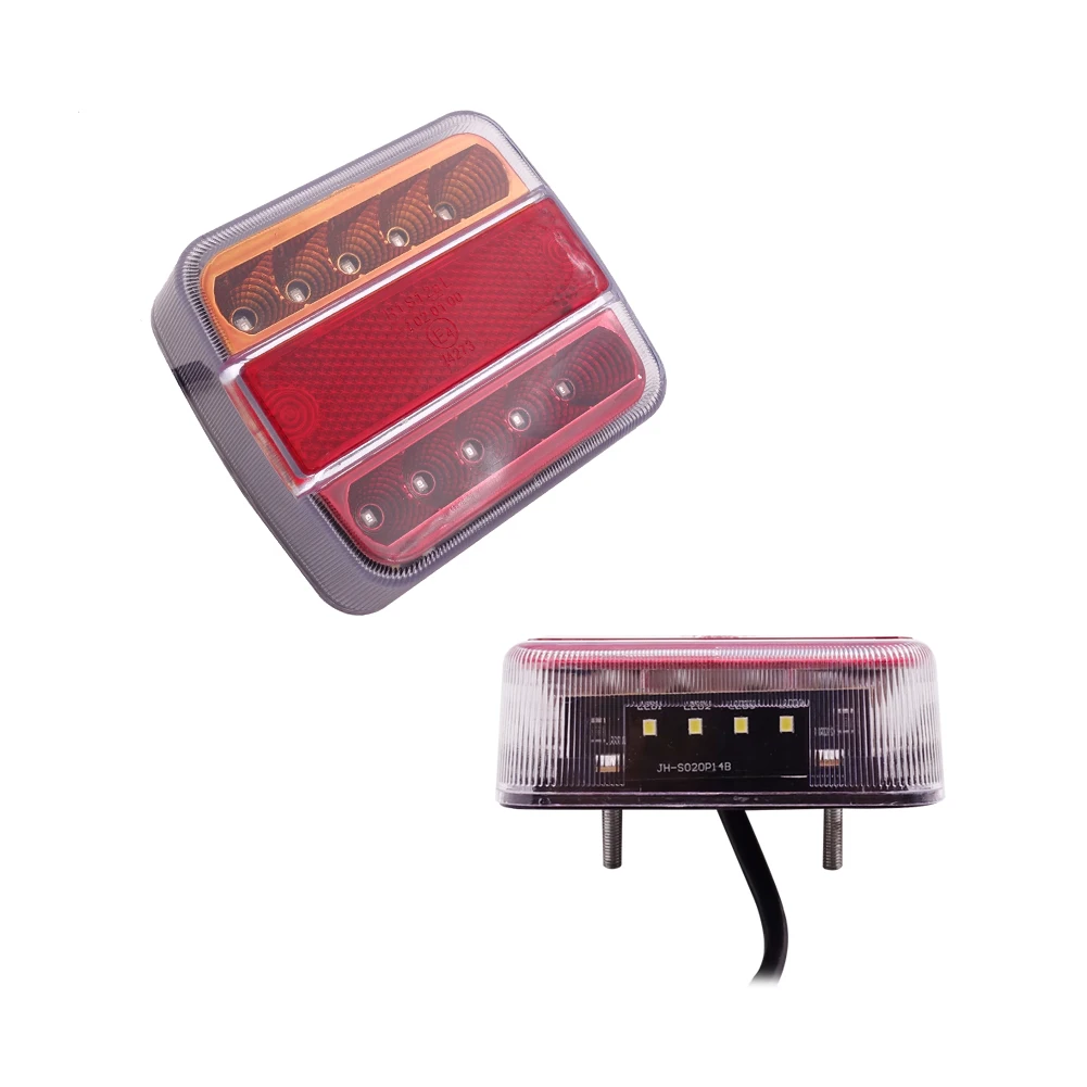 product 14 led rounded square truck trailer lights rear tail light brake stop turn signal lamp taillight-34