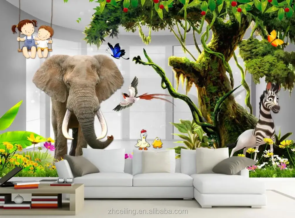 Lion, Giraffe, Elephant Kids 3D / 5D / 8D wall murals / custom wallpaper -  DCWM20061317 - Decor City