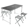 Easy-carry Modern Dining Aluminum Portable 4 Folding Stools Umbrella Hole Folding Camping Table