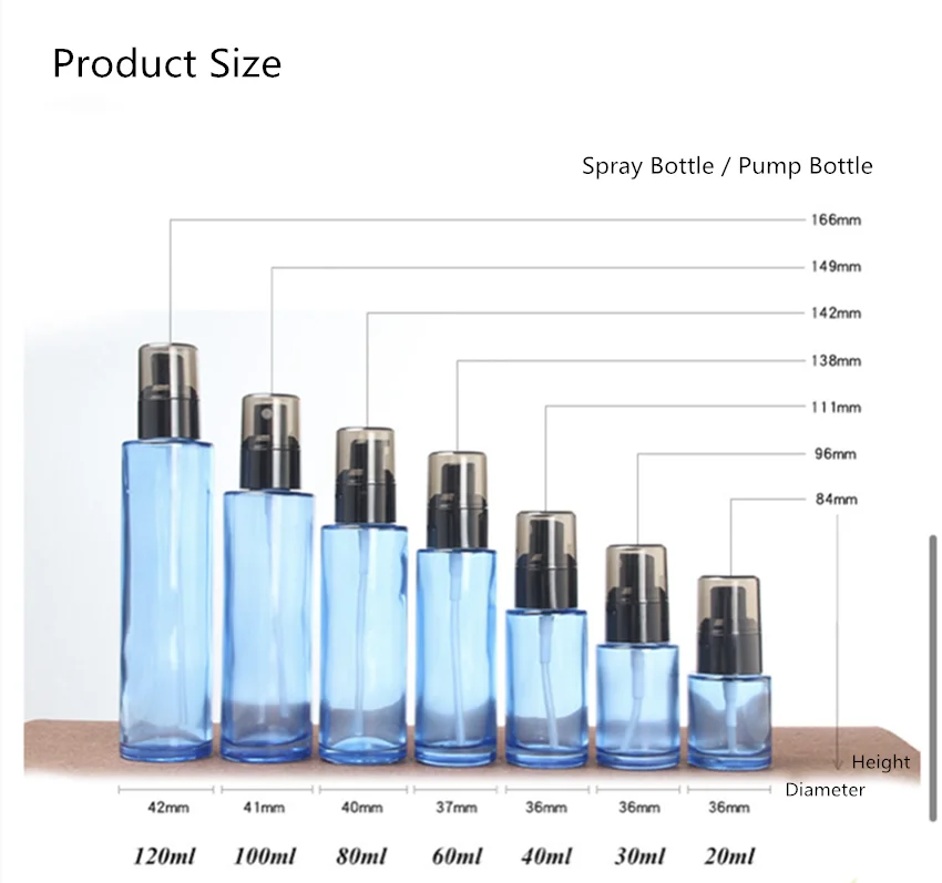 Wholesale 30ml 50ml 100ml Transparent Blue Color Cosmetic Packing