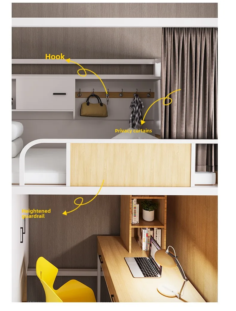 product modern iron loft bed adults iron frame metal bunk bed for students-26