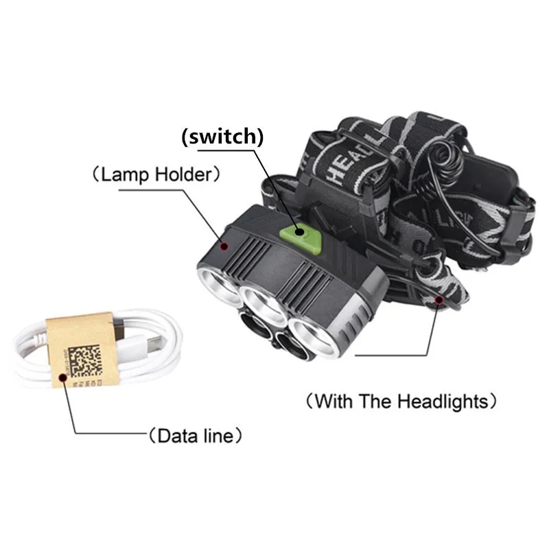 5 LED USB Charging T6 Zoomable Waterproof flashlight headlamp For Hunting