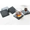 House useful tea bottle coaster natural slate stone square shape black table cup mat
