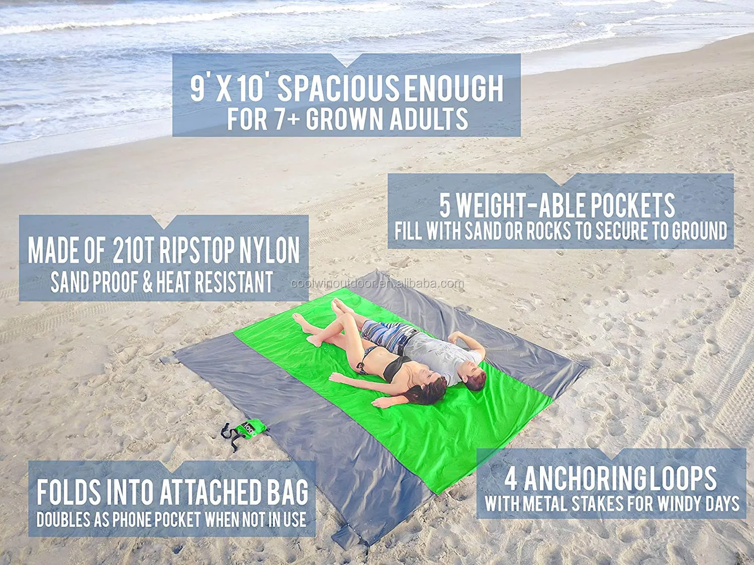 Lighted Weighted Waterproof Picnic Mat Beach Blanket Pocket Blanket Travel Blanket In Pouch Buy Beach Blanket