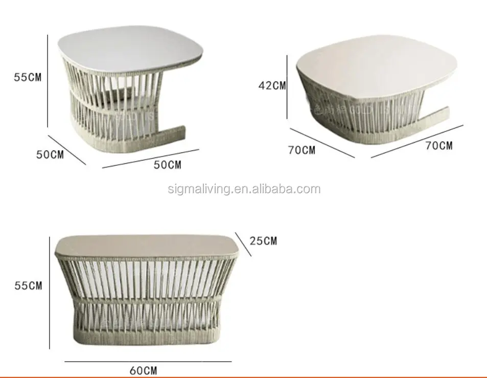 Nordic style hotel patio outdoor   garden table and chairs  rope outdoor dinning chairs