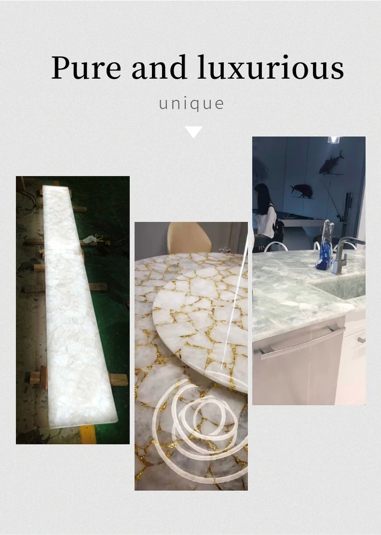 Natural Quartz Crystal Stone Backlit Tile Slab For Furniture Wall