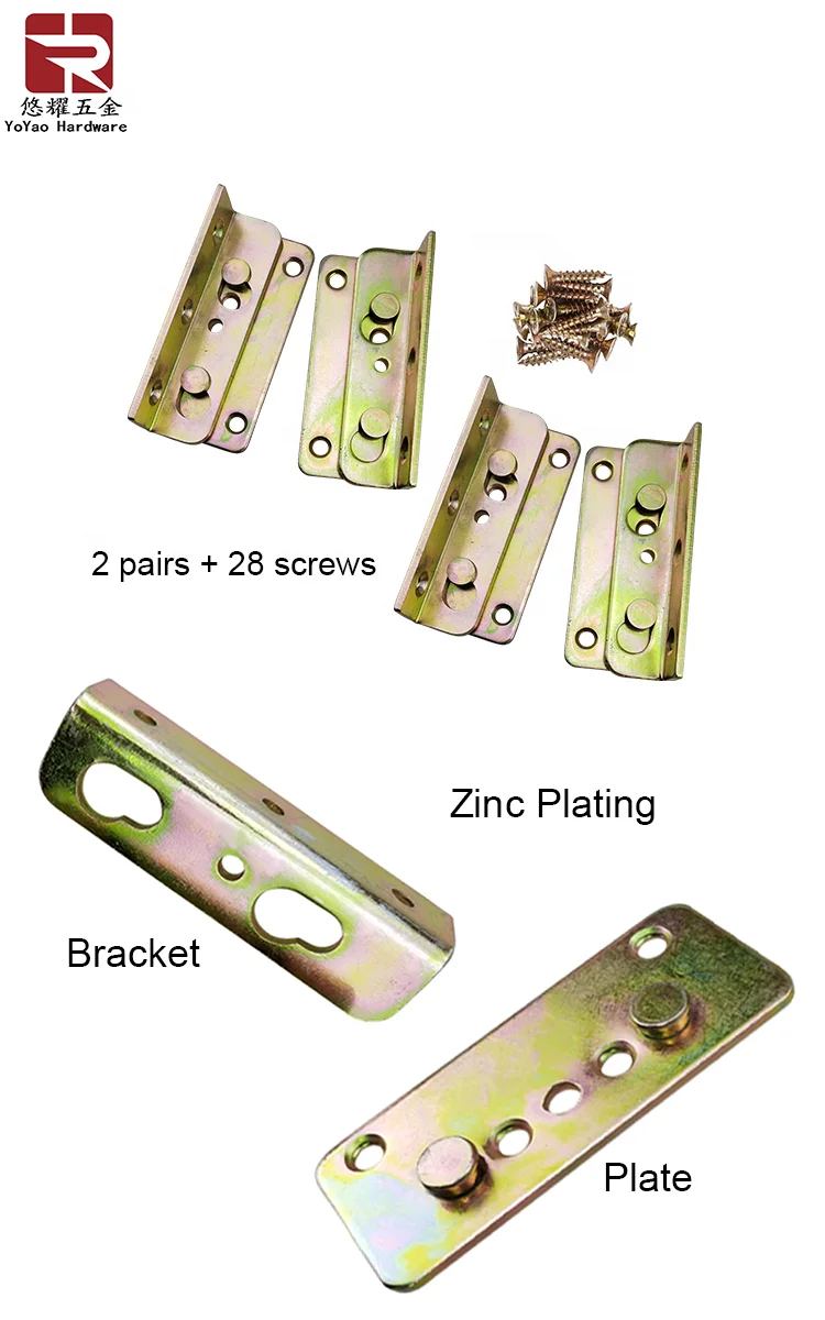 90mm Sturdy Zinc Plated Bed Frame Hardware Brackets For Furniture Slat
