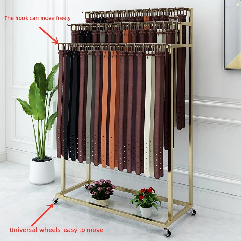Metal Black Hanging Display Belt Racks - Free Standing Tie Rack