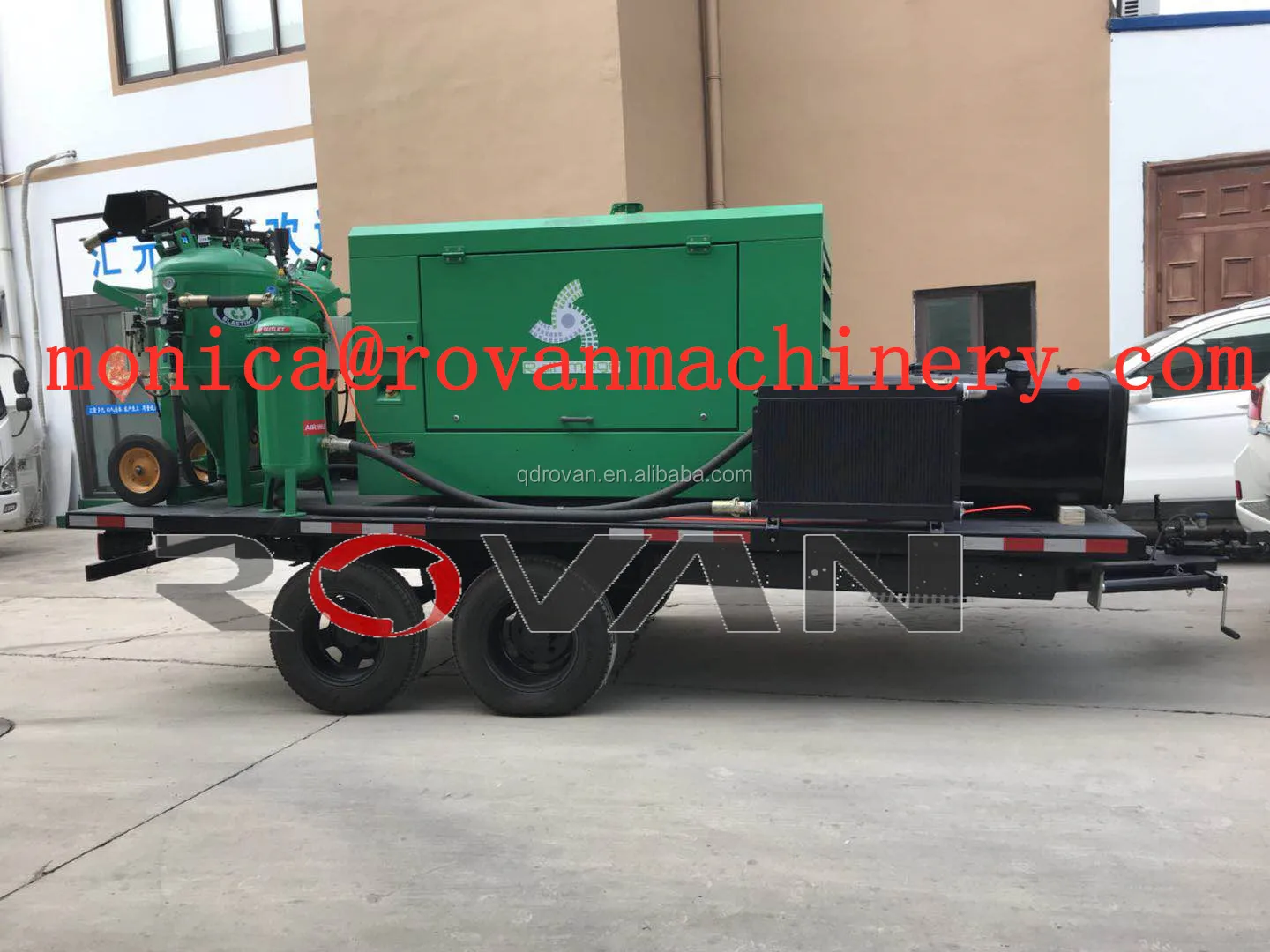 Mobile Db500 Db800 Sand Blasting Trailer Wet Blaster With Compressor