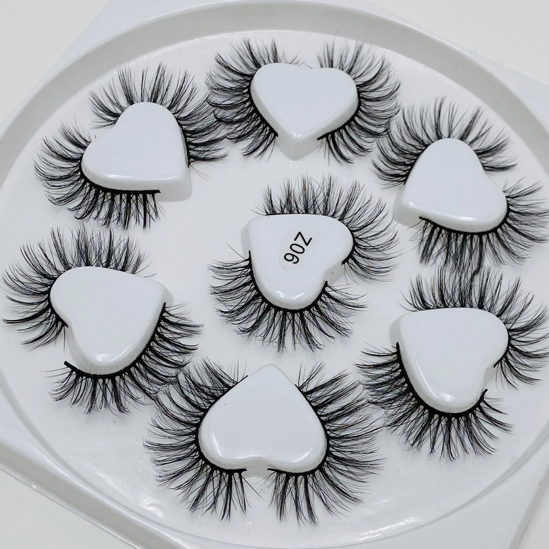 7 Pairs Wholesale Vendor 10 Mm Heart Lash Box Laser Book Holographic Eyelash Packaging Faux Mink