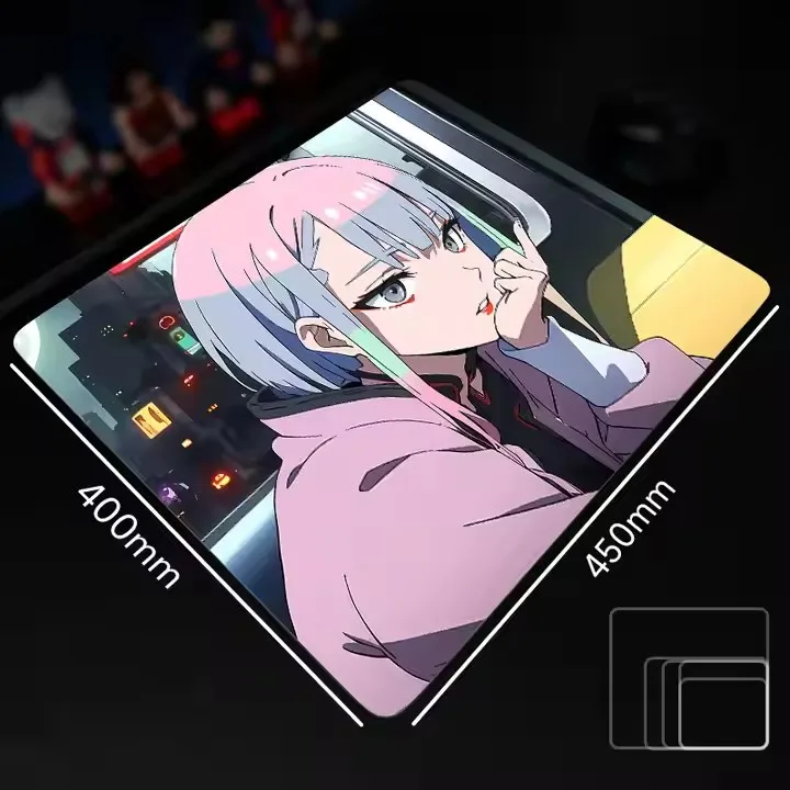 Glass mouse pad with non-slip rubber base fully covering underside