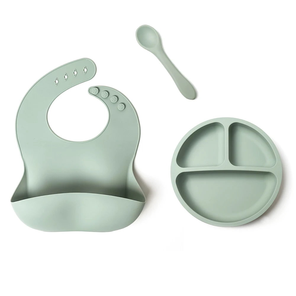 Eco Friendly Custom Kid Silicone Baby Tableware Suction Plates With