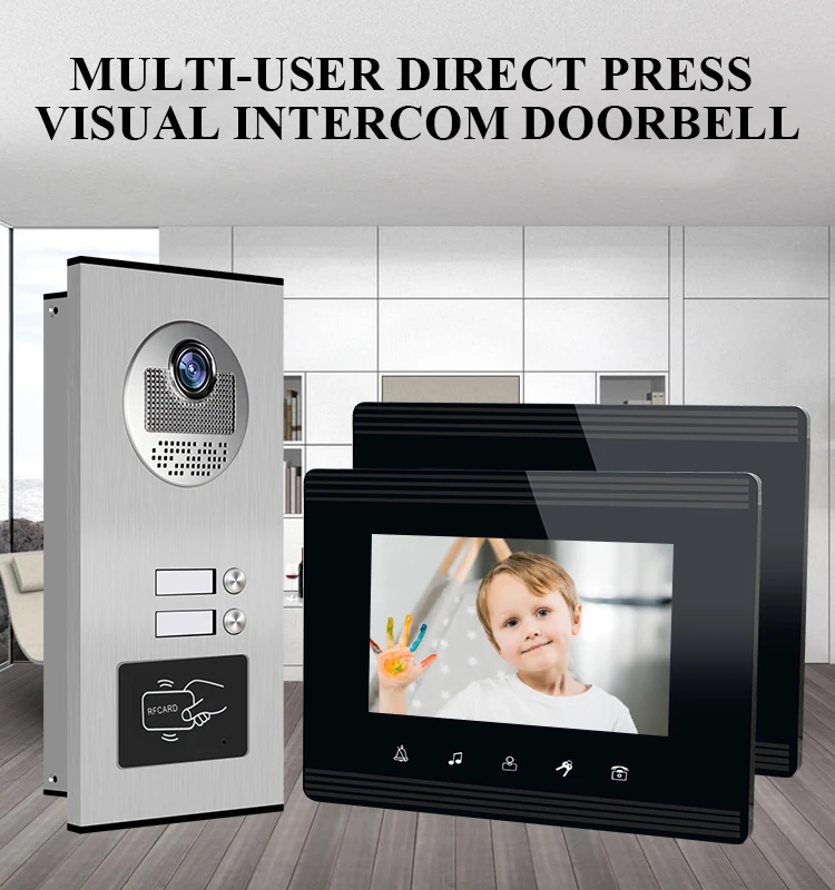 Interphone visuel, système d'interphone vidéo Filaire pour interphone vidéo  Filaire avec interphone Filaire 7 LCD[EU]