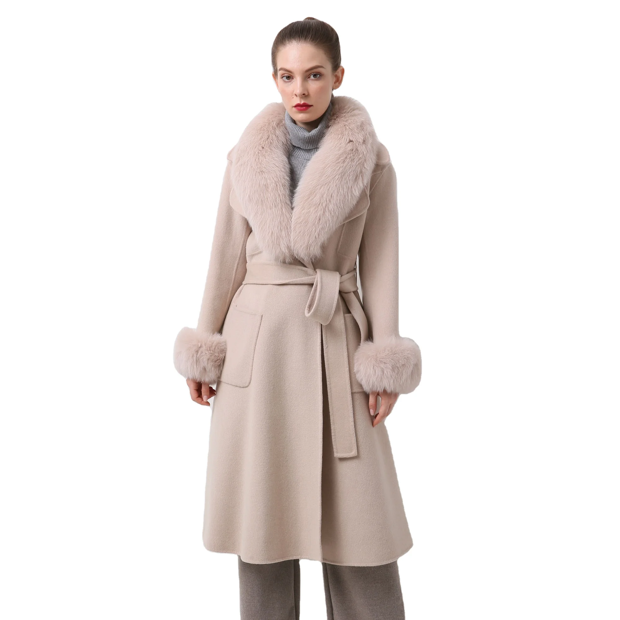 

long cashmere coat fur,2 Pieces