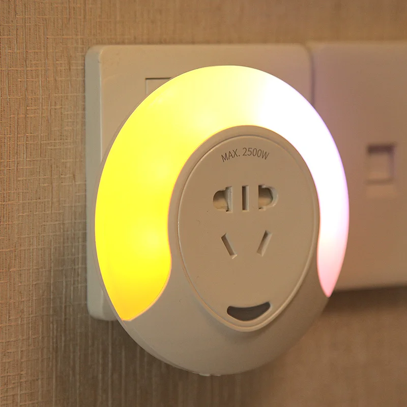 美国插头小夜灯为儿童儿童客厅卧室照明传感器控制 5 个插座夜间