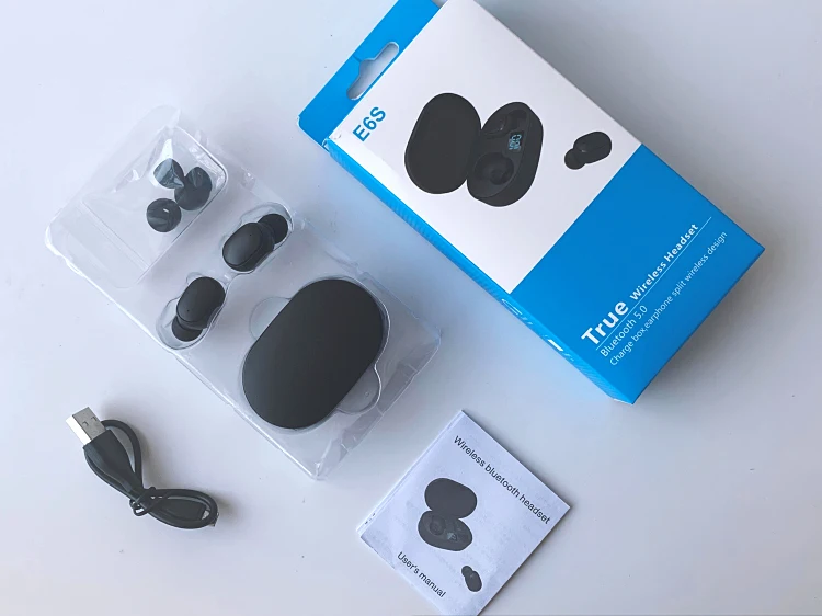 E6S TWS Wireless Earphone for Redmi Airdots Earbuds LED Display Bluetooth V5.0 Headsets with Mic for iPhone Huawei Samsung - ANKUX.COM