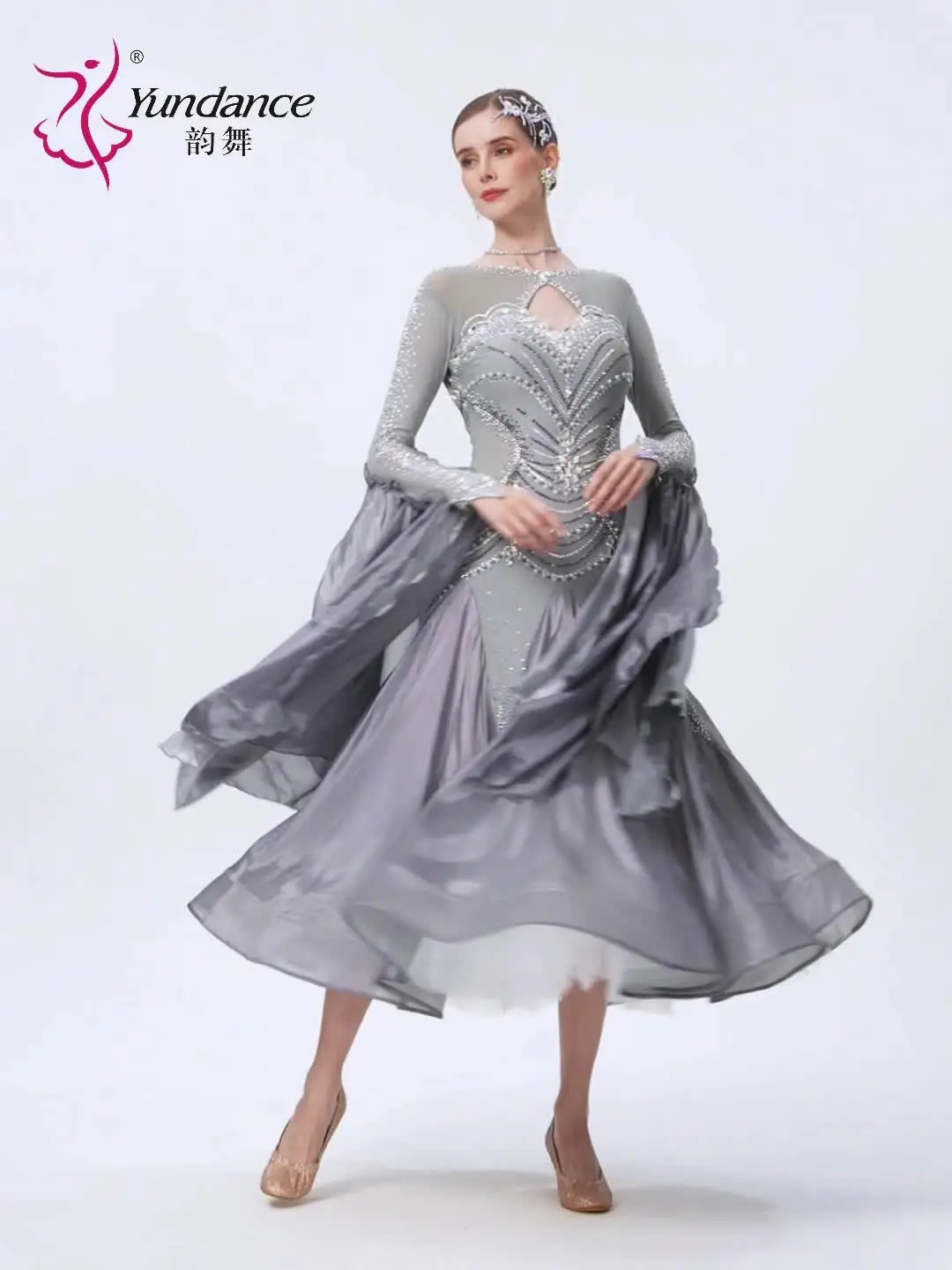 grey dance dress Lyrical/Contemporary Steel Grey One Piece Dance Costume-AXS