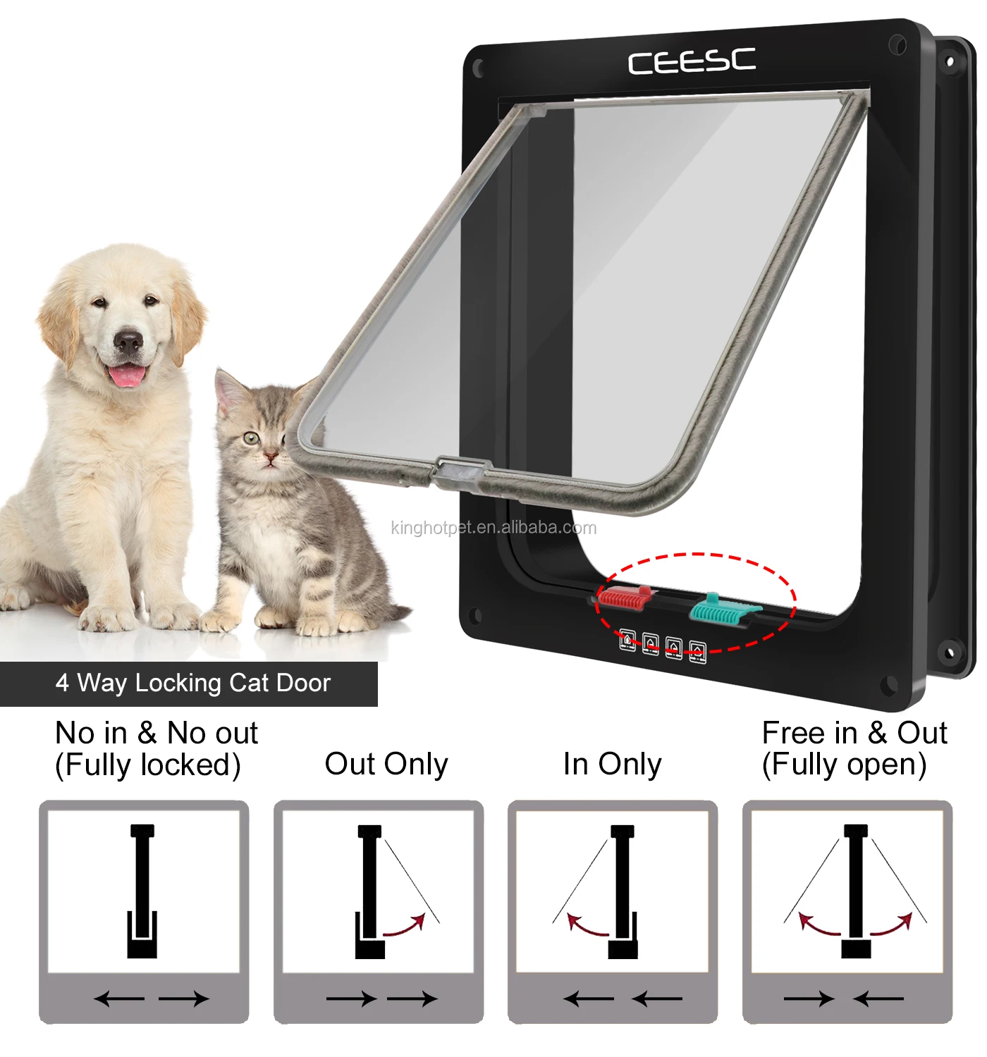 Big Cat Flap Door Cat Door With 4 Way Lock For Interior