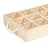 12 compartments natural unfinished divided gift wood crates for kitchen