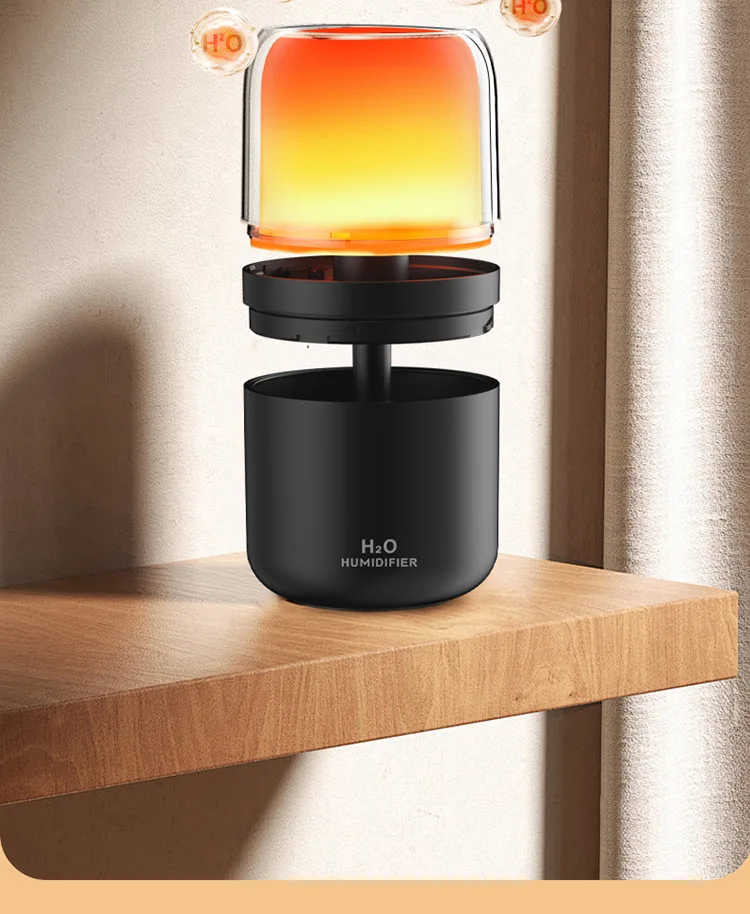 New Smart Simulation Flame Aroma Diffuser USB Mini Ultrasonic Plastic Home Desktop Fragrance Machine Flame Humidifier Ambient