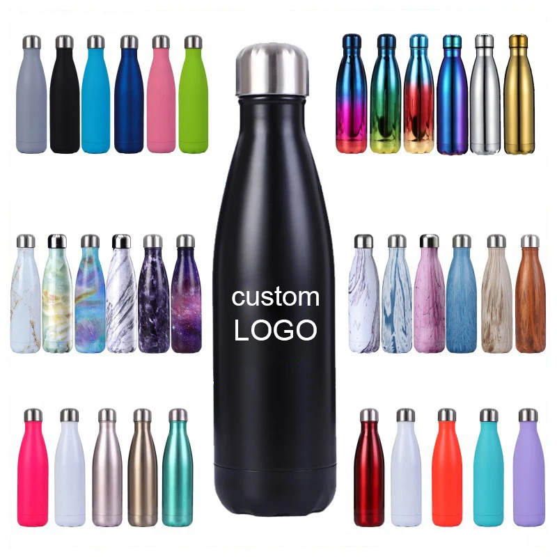 500ml  Vacuum Insulated Travel Water Bottle Leak-Proof Double Walled Cola Shape Stainless Steel Water Bottle