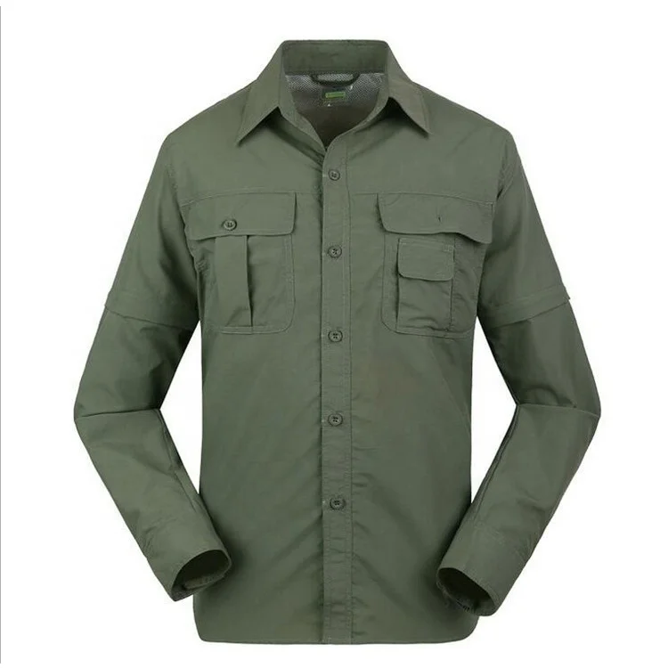 Breathable Long sleeve Mens Hunting Quick Dry Removable Military Work Shirt Clothing Men Combat Tactical Shirt
