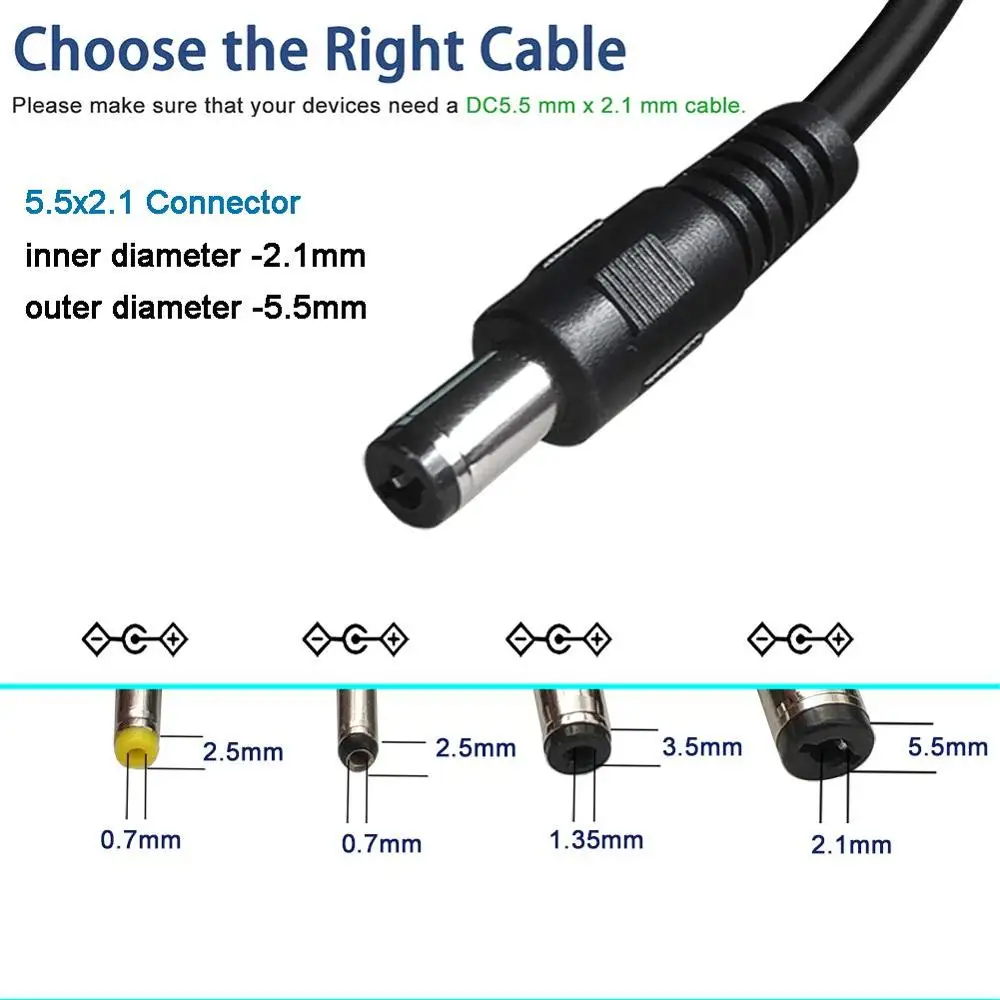 USB Cable Cord Lead Wire to DC Converter 5521 Male Connector tip plug - ANKUX.COM
