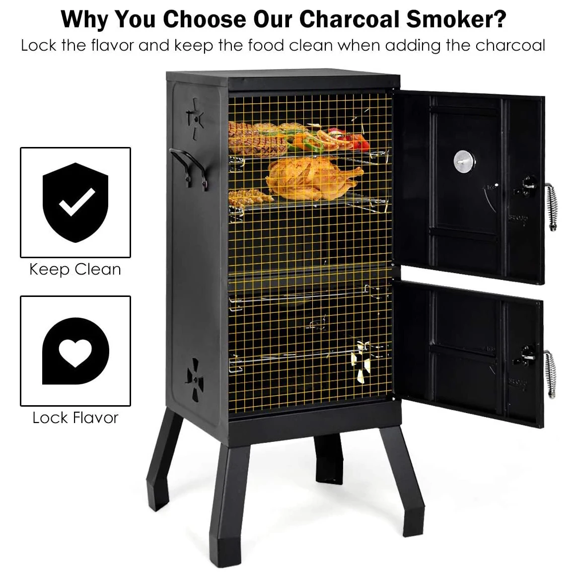 Charcoal Barbecue Vertical Pellet Fish Grill Smoker Tube Bbq Oven