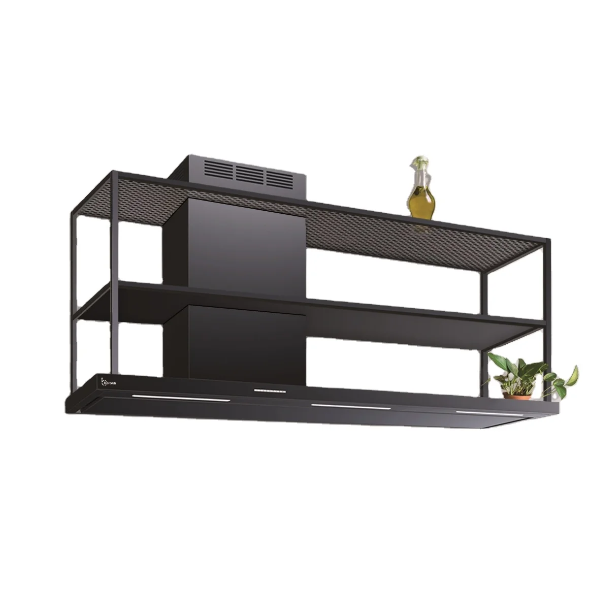 High Quality Made In Italy Design Black Wall Hood Range Hood 180x50cm