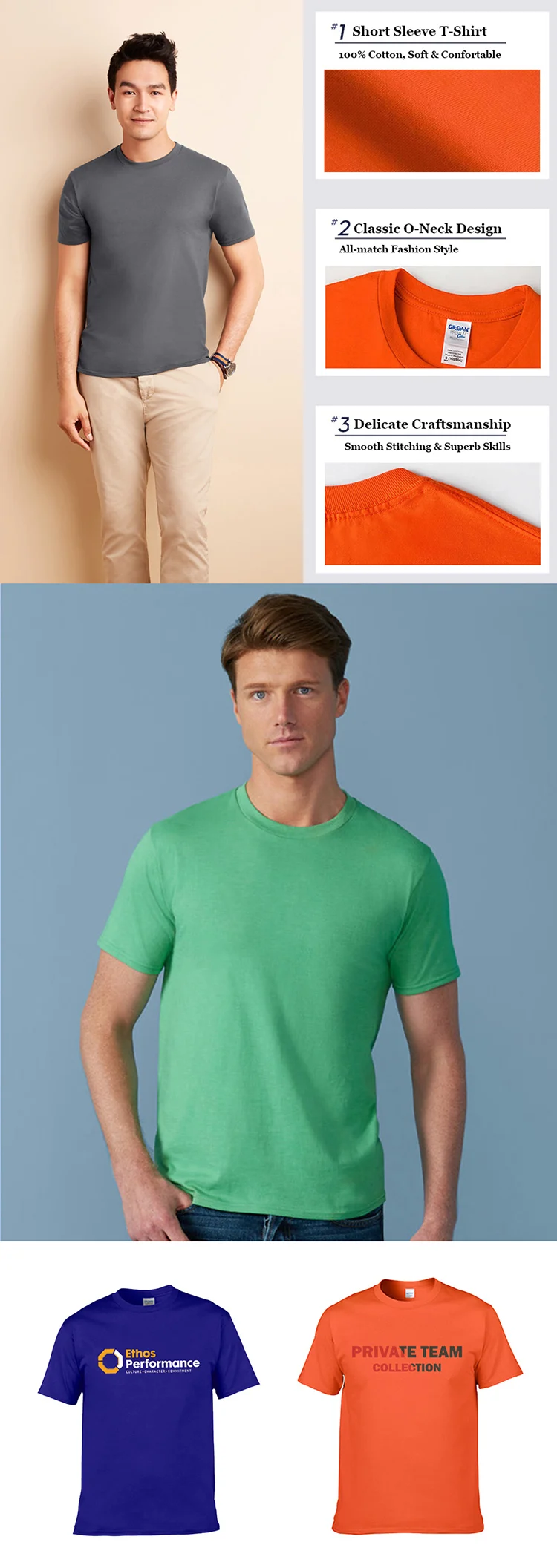 Lightweight Custom Embroidered T Shirts No Minimum Order Shirts With