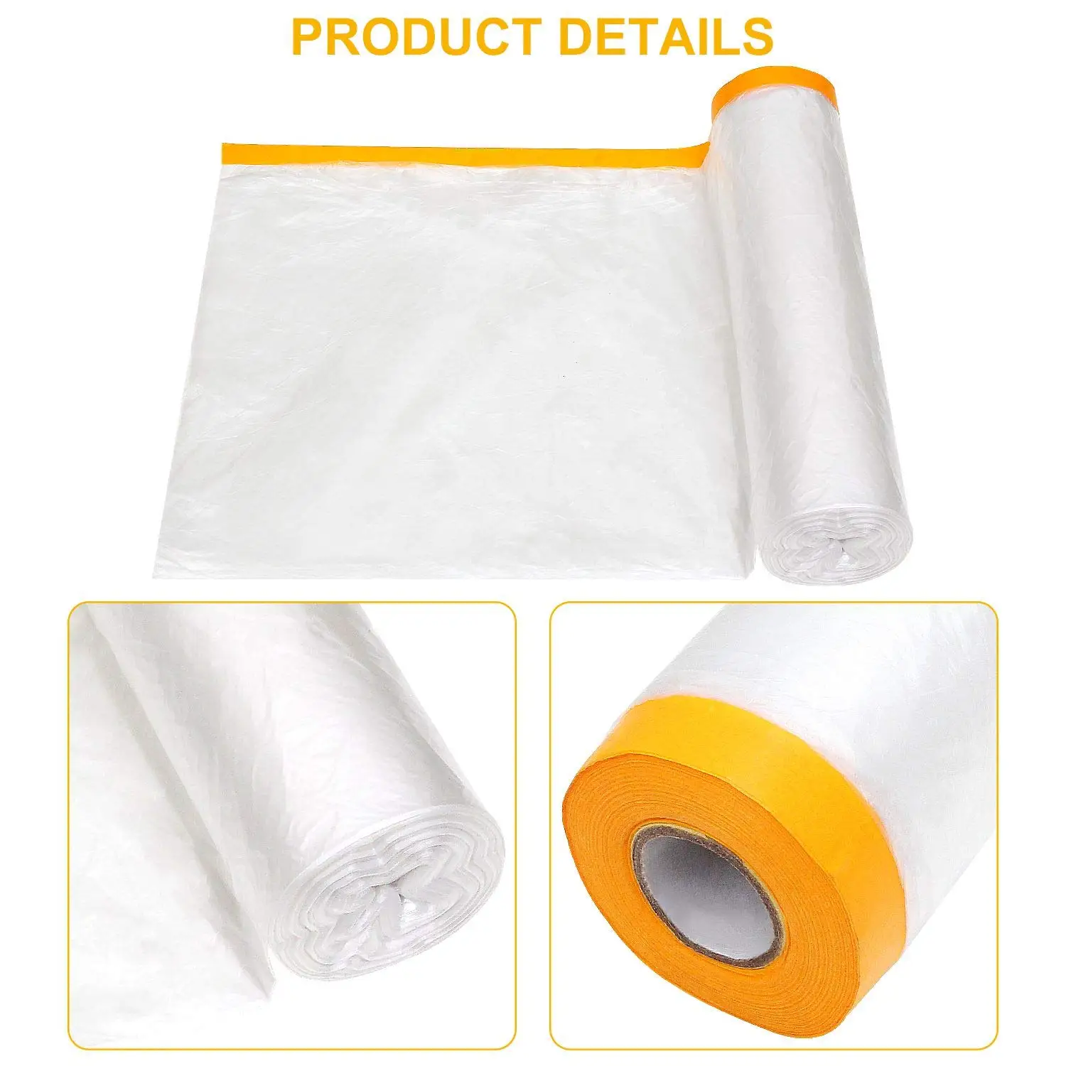 Plastic Painting Drop Film Tape And Drape Dust Plastic Drop Cloth Pre