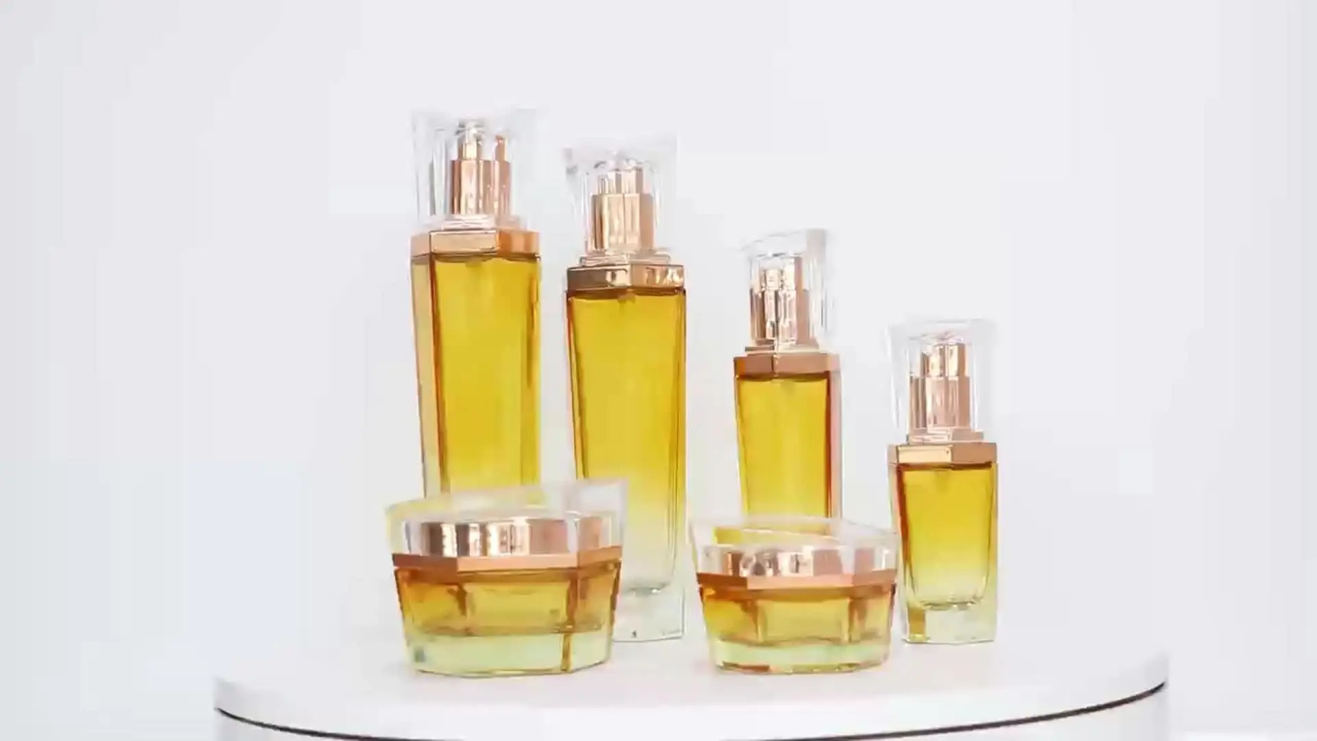 ヘキサゴンイエローガラス香水ボトル 110ml〜20ml カスタム色対応