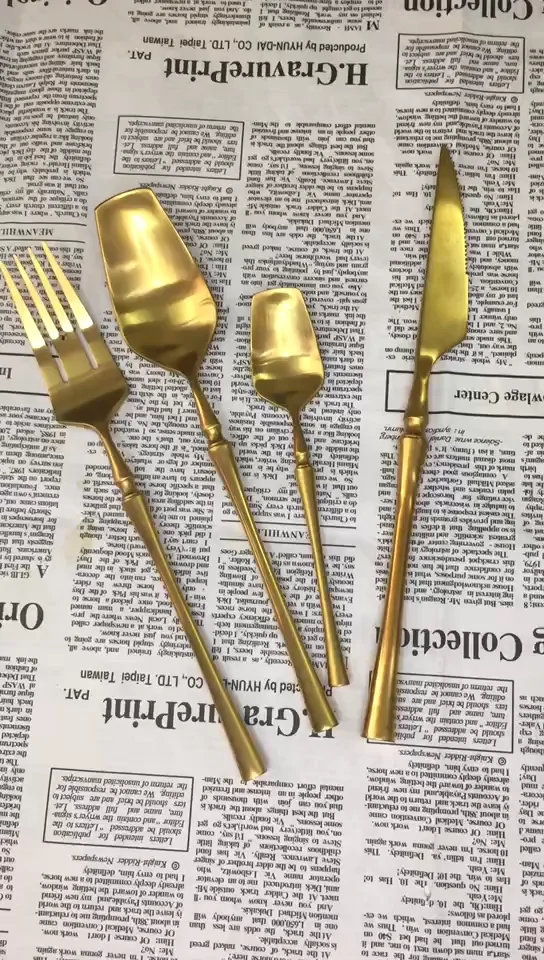 Royal Wedding Luxury Gold Plated Cutlery Set Cubiertos Stainless Steel