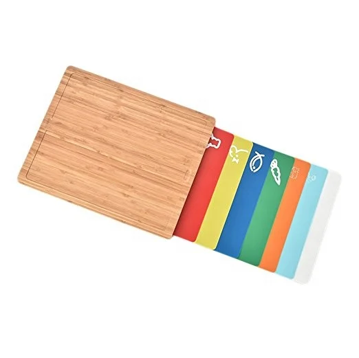 Large Bamboo Chopping Cutting Board With 7 Flexible Mats Buy Hot Sale