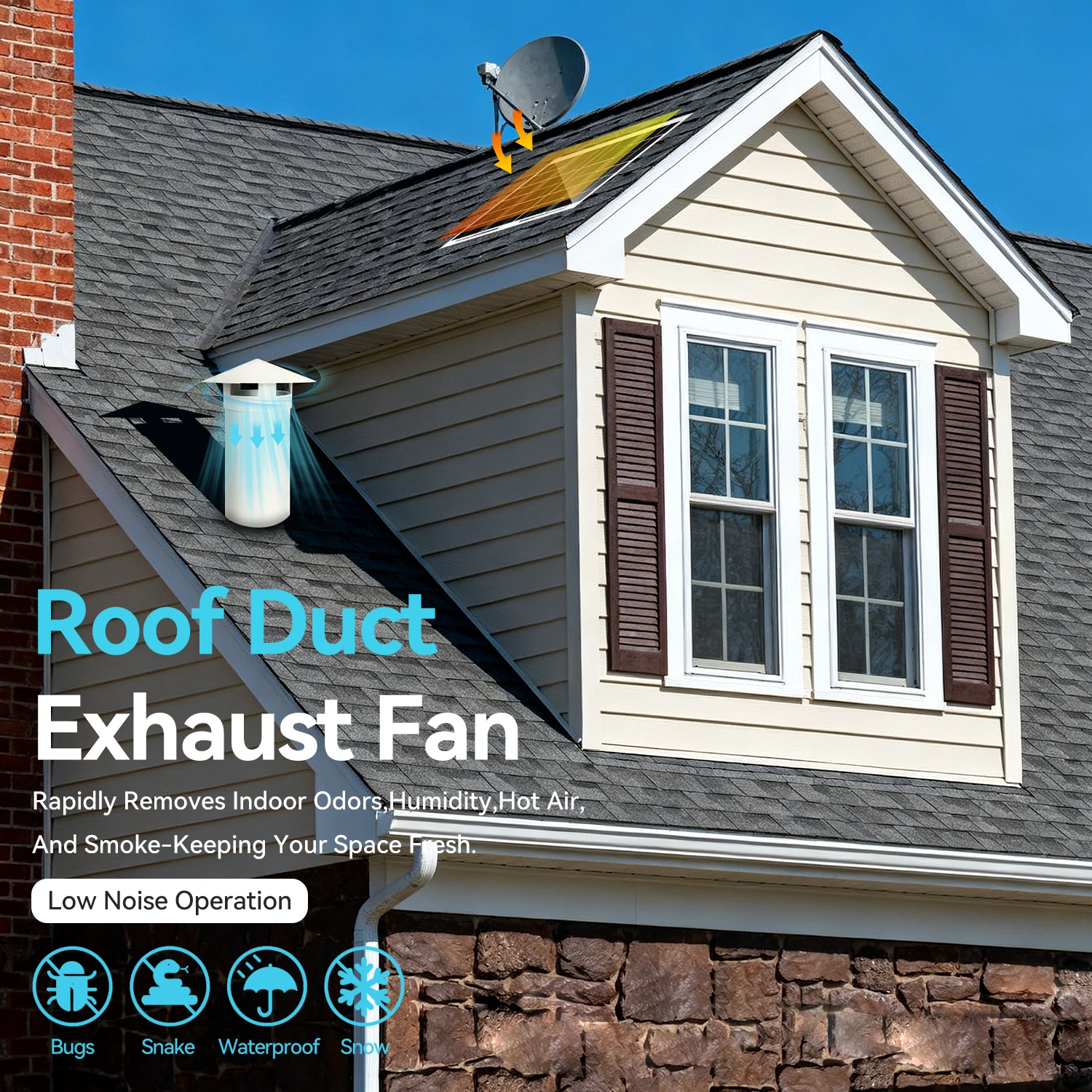 Solar Roof Exhaust Fanw, Fan-15W, Waterproof, Brushless, Axial - detail 18