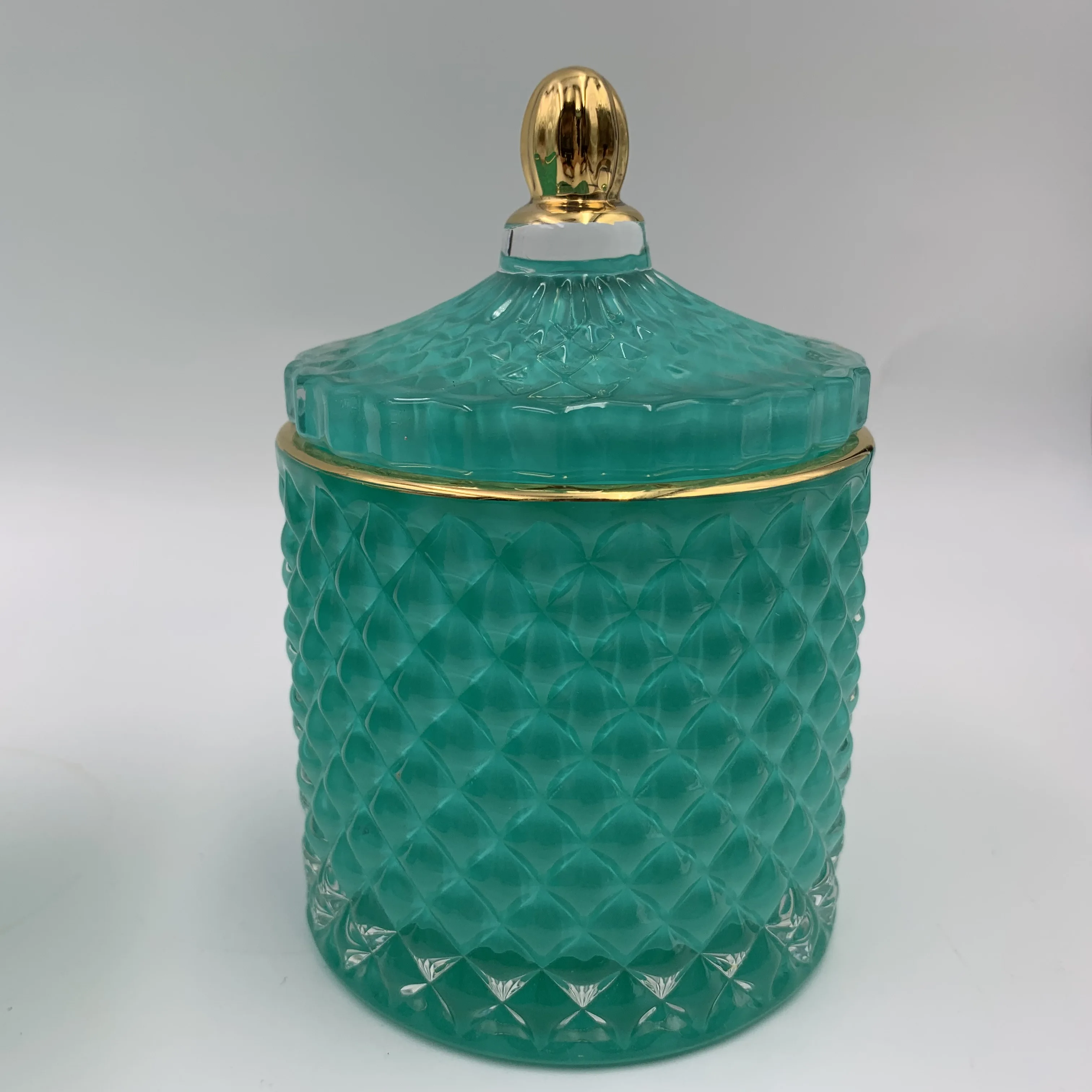 Glass Spring Geo Cut Gold Silver Rose Jar For Candle Making With Glass