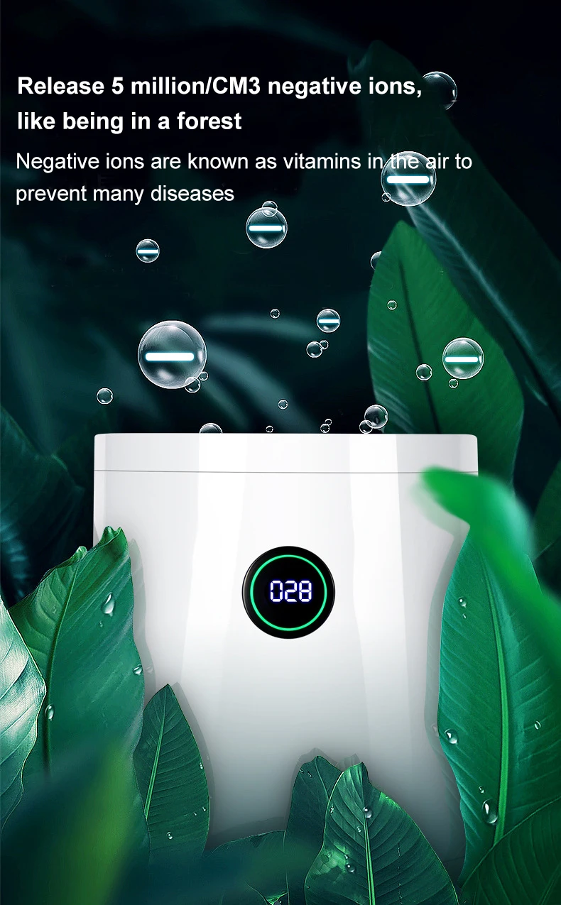 4 Layers Hepa Filter Smart Display Odor Allergies Eliminator Mini Portable Air Purifier with UV Light