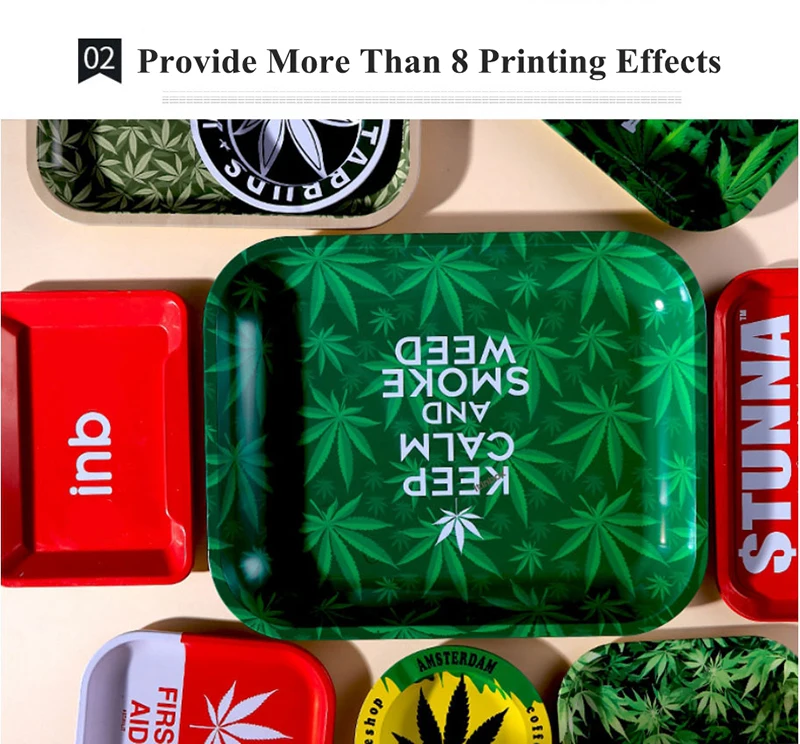 Small Moq Custom Raw Cookie Runtz Backwoods Weed Led Glow Rolling Tray Kinder Weed Smoke Light