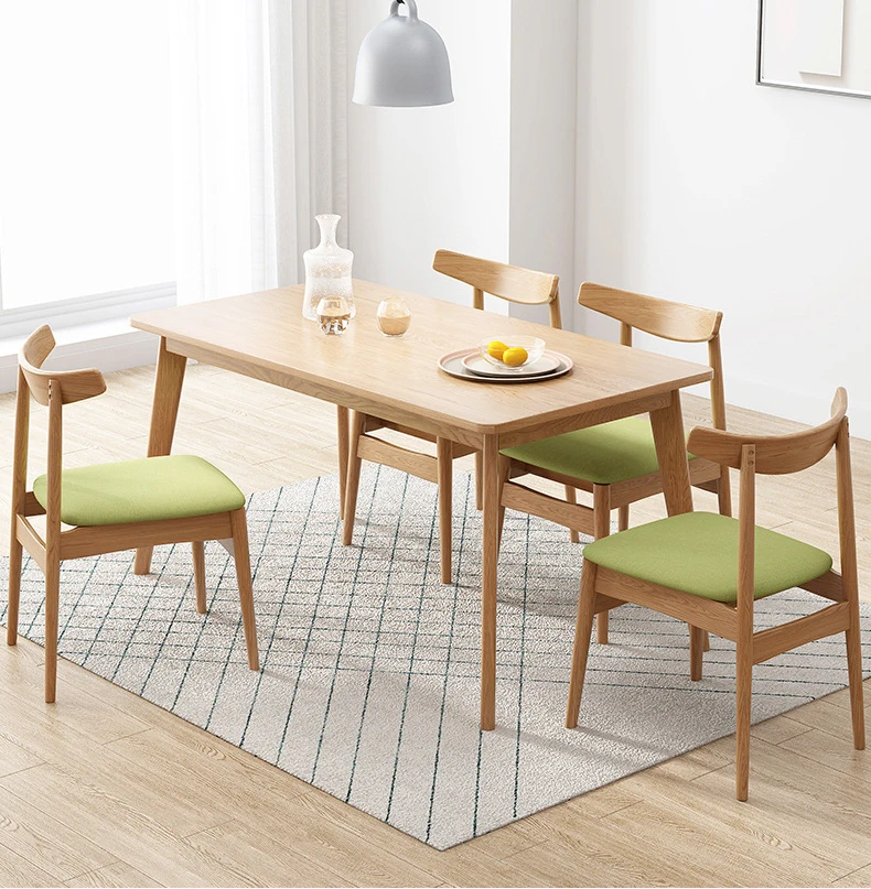 product-Hot Sales Solid Oak Wood Home Furniture Modern Natural Rectangular Dinning Set Table Designs-2