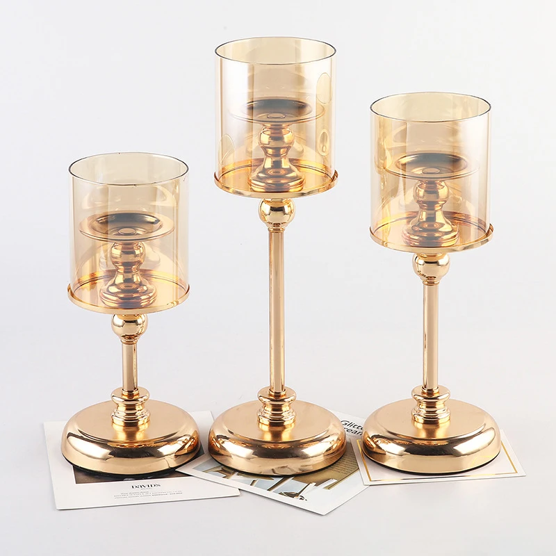 Modern Luxury Wedding Table Decoration Glass Crystal Candle Stand