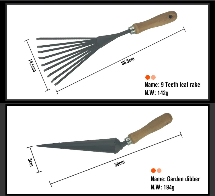 One99 Wooden Garden Tools Set Custom Hand Tools 7pcs Powder Coating