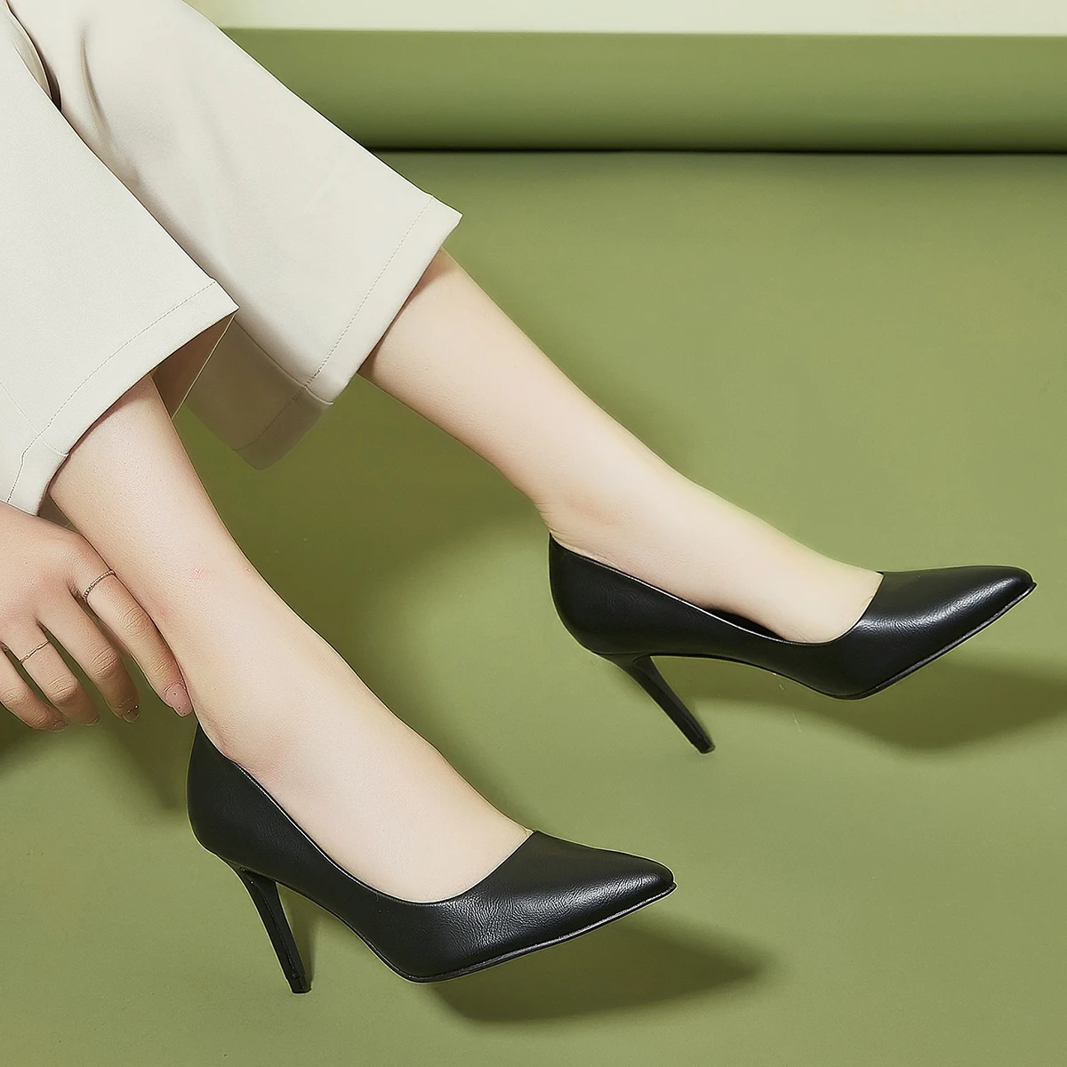 膝盖高跟女式凉鞋夏季高跟鞋性感女士正装皮鞋