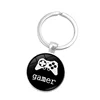 Wholesale Video Game Controller Photo Keychain geeky boyfriend gift jewelry Glass Cabochon Dome key chain ring