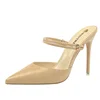 Custom Logo Women's Closed-Toe High Heel Mules Slide Stiletto Sandals Wholesale