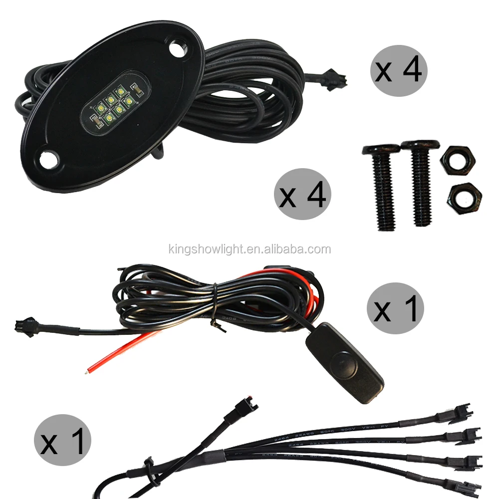 Top quality 4pcs White 18W LED Rock Light Kit for ATV Off-Road Truck Trail Rig Fender Underbody Driving Lamp