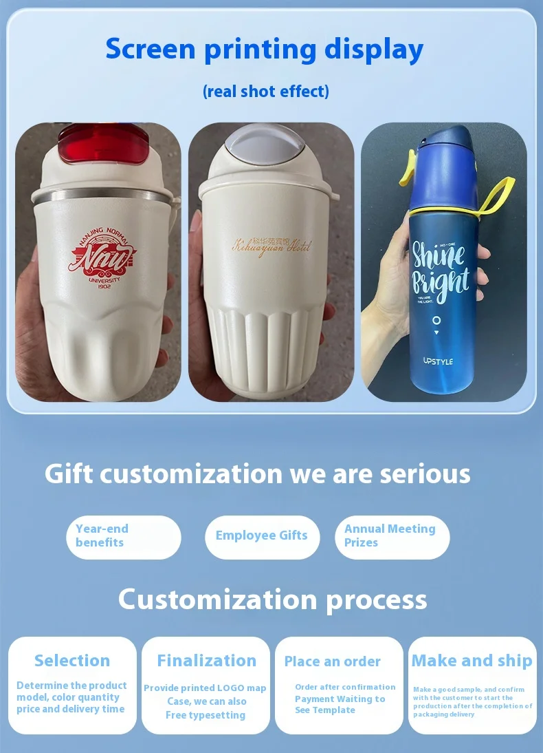 Large Capacity Stainless Steel Vacuum Flask Thermos Cup Striped Ceramic Liner Car Cup Tea Coffee On-The-Go Beverages