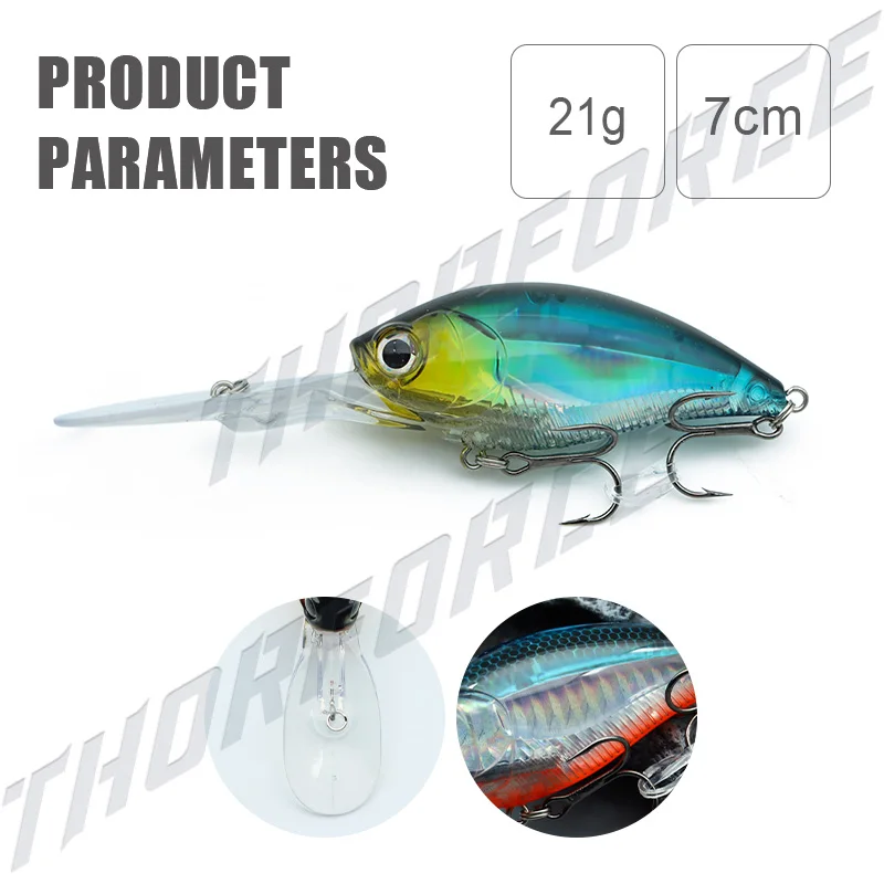 Thorforce Floating Fish Bait Long Lip 70mm 21g Deep Diving Luck